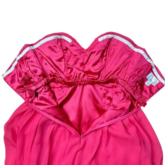 Donna Morgan 100% Silk Pink Sweetheart Strapless Mini Formal Bridesmaid Dress - Picture 5 of 7